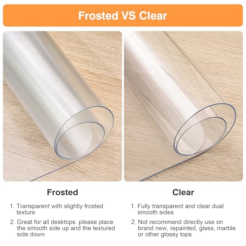 PUEAZU Large Transparent Desk Mat 90x40cm, Transparent Desk Protector PVC 1.5mm, Writing Mat Non-Slip Waterproof Desk Mat for Office/Home