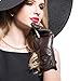 MATSU Classic Women Winter Warm Lambskin Leather Ruched Driving Gloves(Long fleece/Nylon lining) M9021