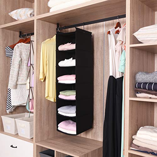 MAX Houser 6 Tier Shelf Hanging Closet Organizer, Cloth Hanging Shelf with 2 Sturdy Hooks,for Storage,Foldable (Black) - Thumbnail 3