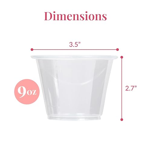 Prestee 200-Pack - 9oz Clear Plastic Cups - Durable Disposable Plastic Wine  Glasses for Party, Weddings, and Catering - Small Drinking Glasses for  Cocktails and Beverages - Heavy-Duty Fruit Punch Cups in