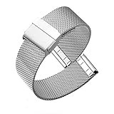 22mm Solid Stainless Steel Milanese Watch Band Silver Replacement Mesh Metal Strap Interlock Safety Clasp Watch Strap