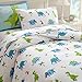 Wildkin Kids 100% Cotton Twin Duvet Cover for Boys and Girls, Features Button Closure and Four Interior Corner Ties, Duvet Covers Measures 88 x 68 Inches, BPA-free, Olive Kids (Dinosaur Land)