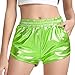 Perfashion Neon Shorts for Women Shiny Booty Shorts Neon Green Shorts S