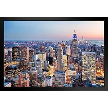 Empire State Building New York City NYC Skyline Photo Art Print Black Wood Framed Poster 20x14