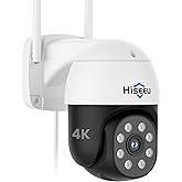 Hiseeu 4K 8MP Security Camera Outdoor, Wireless Home Security Camera with Pan & Tilt, WiFi Pro 2.4/5GHz, Auto Tracking, Color Night Vision, Two Way Audio, IP66, Plug in, No Subscription