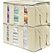 Sorbus Foldable Storage Bag Organizers, 3 Sections, Great for Clothes, Blankets, Closets, Bedrooms, and More, 2-Pack (Beige)