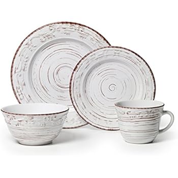 Pfaltzgraff 5217179 Trellis White 16-Piece Dinnerware Set, Service for 4