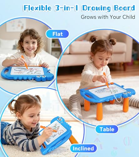 AiTuiTui Magic Slate Dinosaur Removable Feet for Children, Magnetic Board Educational Baby 1 2 3 Years Creative Writing Toy Girls Boys Travel Toy Birthday Christmas Gift Blue