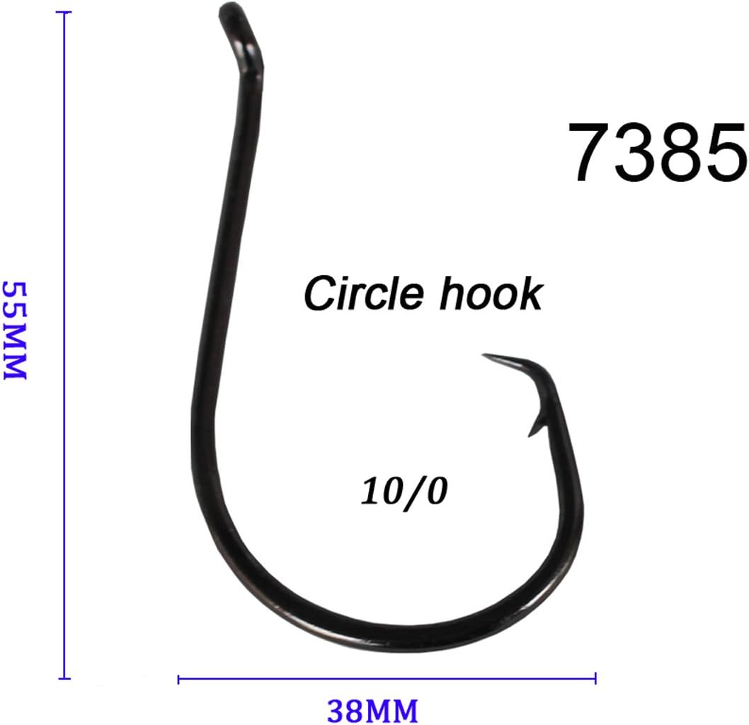 Gaining ® 50pcs 7385 High Carbon Steel Octopus Circle Fishing Hooks 10/0 Black Wide Gap Offset Sport Fishing Lure Hooks Set