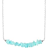 NJCRAFT Natural Gemstone Chips Choker Necklace for Woman| Silver Plated Gem-stone Necklace | Chip 2–3 mm | Adjustable Chain 16+2 Inch