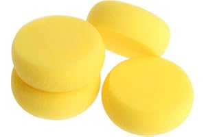 Ruwado 6 Pcs Yellow Painting Sponge Foam Round 2.9 Inch Synthetic Artist Watercolor Sponges for Craft Art Project Clay Cleaning Synthetic Painting Ceramic Wall