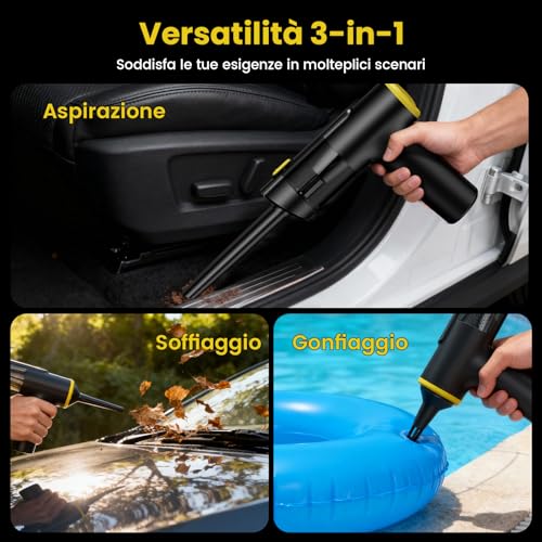 Zynet V5 Wireless Vacuum Cleaner 28000Pa 7 in 1 Portable Car Vacuum Cleaner with Suction/Blowing/Inflating, 60 Min Autonomy, Vacuum Cleaner for Car, Home, Office and Animal Hair