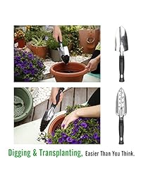 nuovoware Herramientas de jardín, 6 piezas, Heavy Duty cast-aluminium aleación Herramientas de Jardinería incluyendo trasplantar Pala, rastrillo de paleta,, Cultivador, Weeder, podadora con bolsa de almacenamiento, Verde Oscuro y Verde