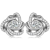 Pieced Earrings for Women Valentine Gifts for Her 925 sterling silver Flower Earrings Studs Dancing Heart Fine Jewelry Birthday Gifts for Girls Daughter Lover Anniversary Gifts for Wife Christmas Gift