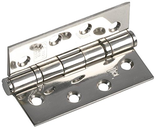 Duratool D02053 Fire Door Ball Bearing Hinge, Polished Stainless Steel, 102 mm x 38 mm