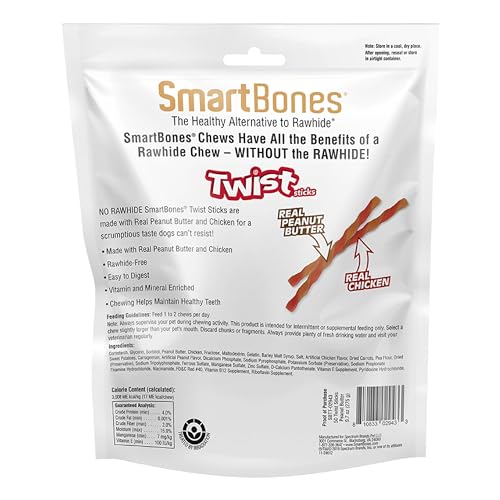 SMARTBONES SMART TWIST STICKS WITH PEANUT BUTTER, RAWHIDE-FREE CHEWS FOR DOGS, 50 COUNT