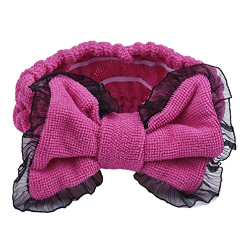 Deamyth Women Bowknot Hair Band Widen Elastic Snood Headband Villus Lace (C)