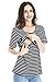 Bearsland Maternity Women's Striped Short Sleeves Maternity Nursing Top BB022,Dark Black/White,X-Large