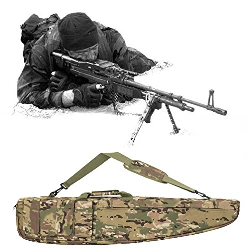 LUVODI 39/47 Inch Tactical Rifle Case Waterproof Soft Padded Carbine Air-Soft Sniper Gun Bag Fishing Rod Shotgun Hunting Bag Gun Case Storage Shoulder Strap 4 Magazine Pouches - Thumbnail 7
