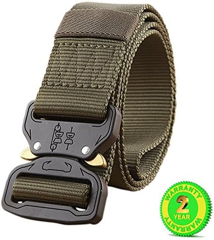 MOLLE Tactical Belt CQB Rigger Waistbelt Rappel Battle Adjustable Military Webbing Band Nylon Outdoor Heavy Duty 1.5inch Metal Buckle Mens EDC Belt GRUBYHOUSE (ARMY GREEN)