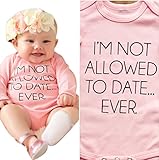 Baby Girl Bodysuit I'M NOT ALLOWED TO DATE Long Sleeve Romper Playsuit 12-18M, Pink