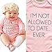 Baby Girl Bodysuit I'm NOT Allowed to Date Long Sleeve Romper Playsuit 6-9M, Pink
