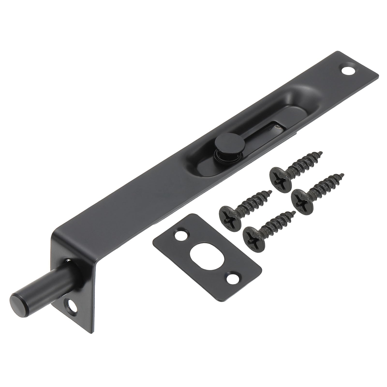 PATIKIL Flush Bolt 6" x 0.87", Stainless Steel French Door Lock Concealed Slide Double Door Latch for Wood Composite Double Door, Black