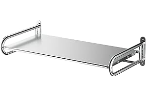 lanliebao 32inch Stainless Steel Wall Shelf Metal Shelving Heavy Duty Commercial or Household Grade Wall Mount Microwave Oven Shelf with Fixing Kit (32 in Silver New)