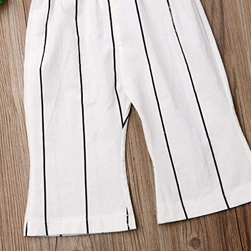Qiylii Toddler Kids Baby Girls Sleeveless Striped Romper Jumpsuit Backless Bell-Bottom Pants Overall Outfit Clothes (White, 18-24 Months) - Thumbnail 7