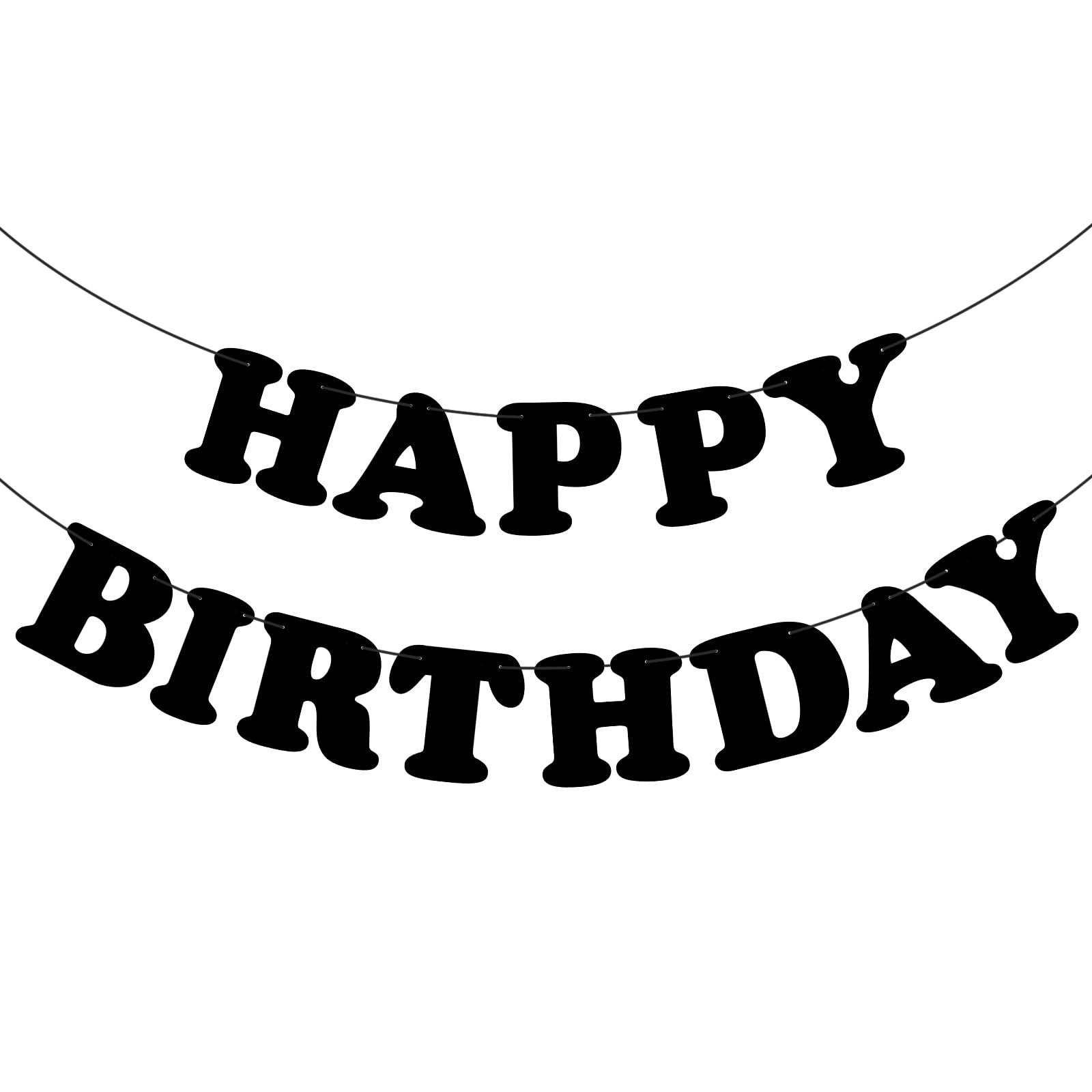 Photo 1 of Adecortalk Black Happy Birthday Banner Birthday Party Decorations Birthday Sign Backdrop Party Supplies Happy Birthday Bunting Banner for Kids Adults