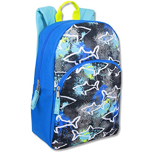 Trailmaker Super Popular Boys Backpack for School, Summer Camp, Travel and Outdoors! Sharks