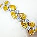 EVER FAITH Women's Prong Cubic Zirconia Vintage Style Dual Layer Tear Drop Bracelet Yellow Silver-Tone