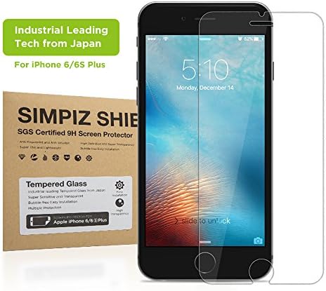 iPhone 6/6S Plus Screen Protector, Simpiz Shield Crystal Clear Ultra Thin Touchscreen Accuracy Hard 9H Tempered Glass Screen Cover for iPhone 6 Plus and iPhone 6S Plus