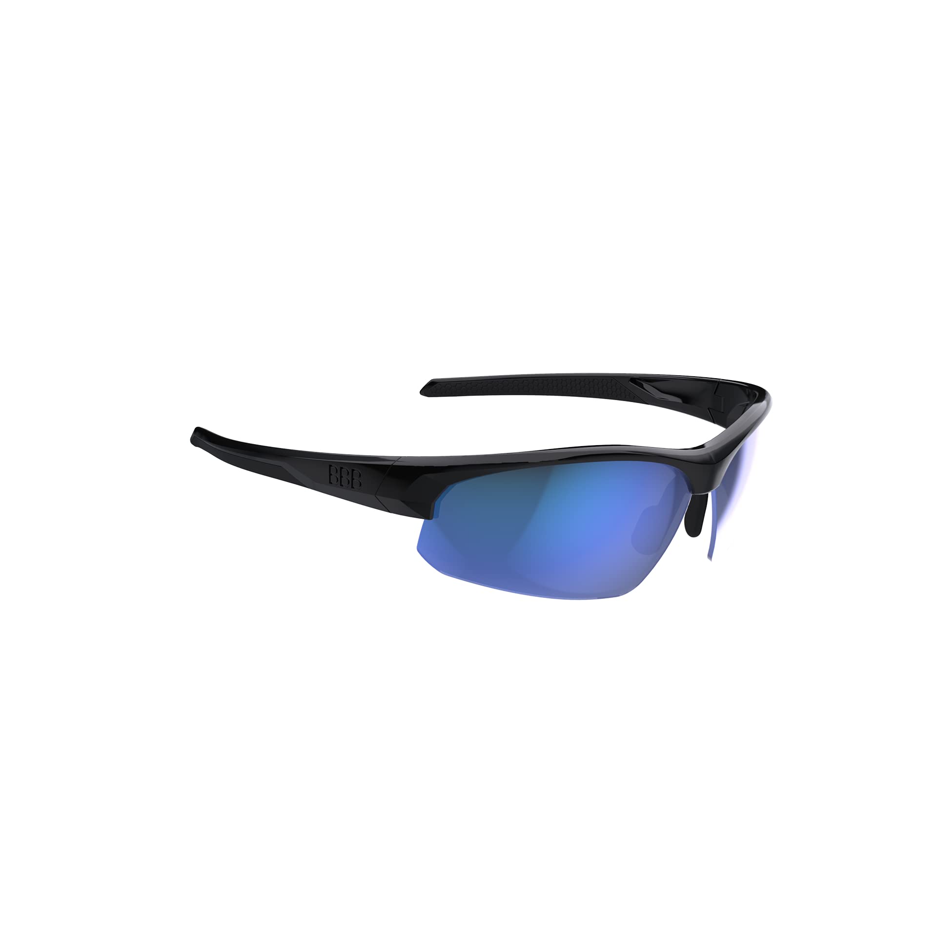 BBB Cycling Unisex's Impress BSG-58 Cycling Glasses with 3 Interchangeable Lenses Lightweight Sports Sunglasses UV Protection Half Frame for Bike Riding Mens Womens, Glossy Black, One Size