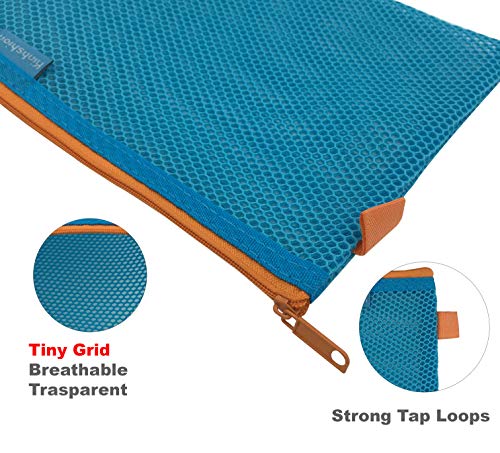 Mesh Zipper Pouch Travel Bags with Zipper Clear Zipper Pouch Small Organizer Bag Zipper Folder Bag Cosmetic Bags Travel Storage Bags, Colour Random (A4-3PCS-Blue) - Thumbnail 2