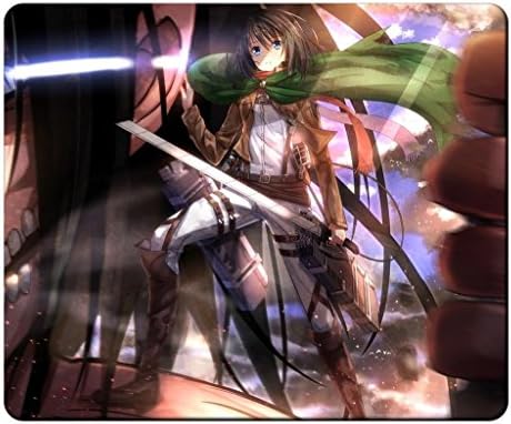 CAROL AC,Mouse pads,(Black)9 X 7 X 0.12in,Non-slip Natural rubber back,Precision Fabric]Gaming Mouse Pad,surface of the polyester,prevent deformation-Mikasa Ackerman Anime Giant