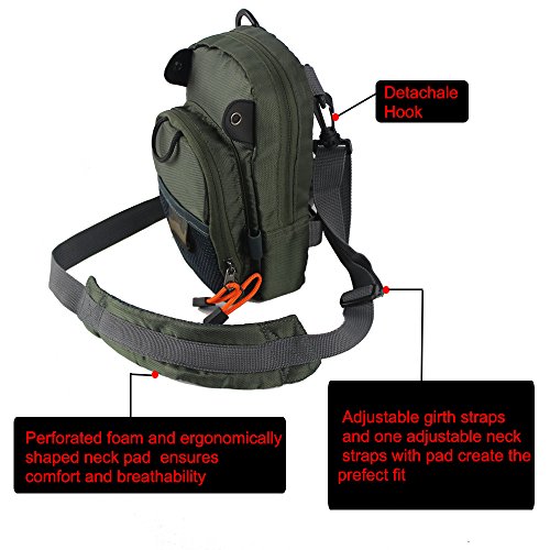 Kylebooker Fly Fishing Chest Bag Lightweight Waist Pack (Army Green)