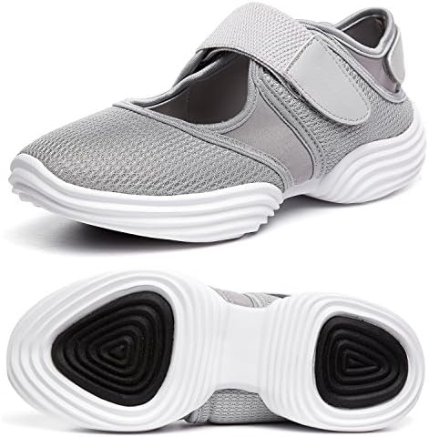 SILISITE Women's Walking Shoes Elastic Adjustable Lightweight Breathable Athletic Outdoor Shoes Size 9 B(M) US Light Grey