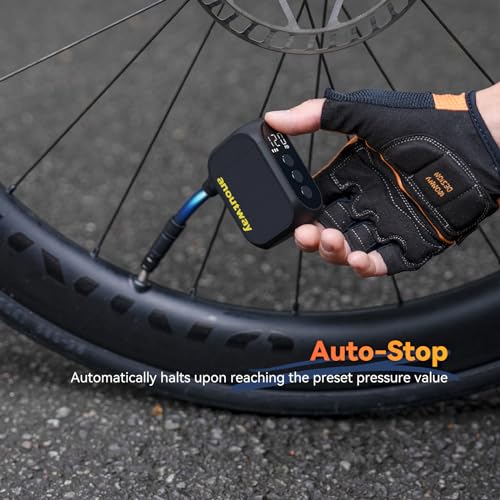 Tiny Pump anoutway Mini-Fahrradpumpe, elektrische luftpumpe mit digitalem Manometer, Elektrische Fahrradluftpumpe, automatische Abschaltung für Mountainbike, Stadtrad und Rennrad