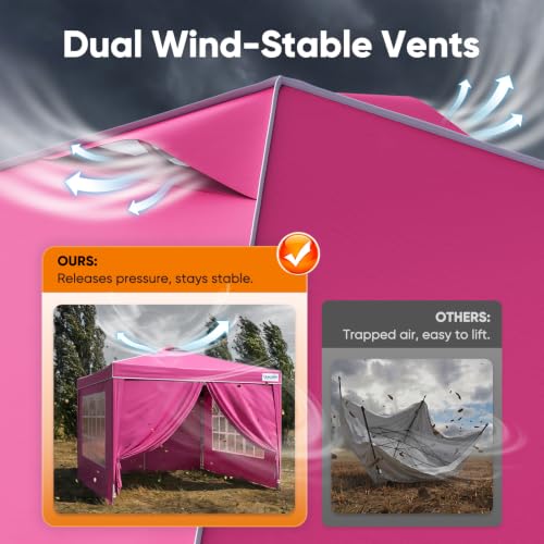 Quictent 10x10 Pop Up Canopy Tent with 4 Detachable Sidewalls & Windows | Fast One-Person Setup image 25