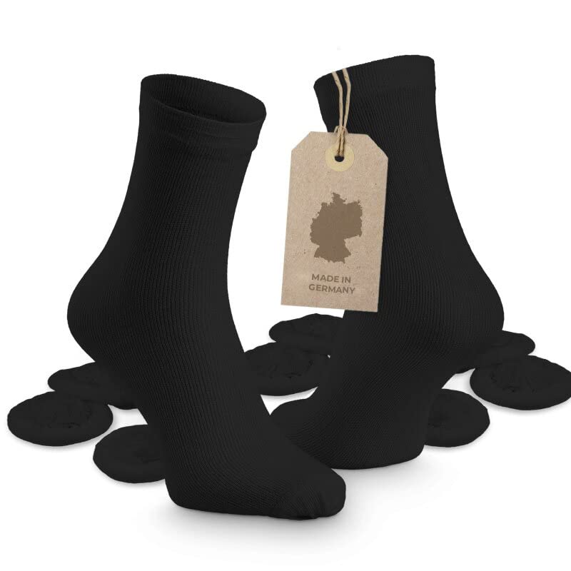 Hesørd Disposable socks without seams made of cotton, universal for women and men, pre-rolled & comfortable, reusable and biodegradable, 10 pieces, black
