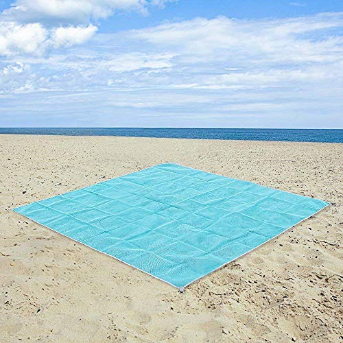 Sand Proof Blanket Sand Free Lightweight Compact Large Beach Towel Mat Fast Dry Waterproof Easy Clean Ultra Portable Blanket (Blue, 79"×79") - Thumbnail 3