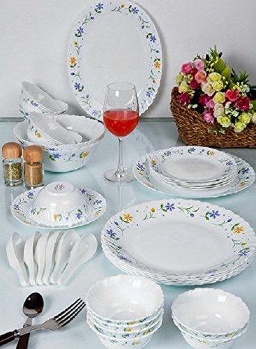 Diva from La Opala Twilight Bouquet Dinner Set, 27-Pieces, White