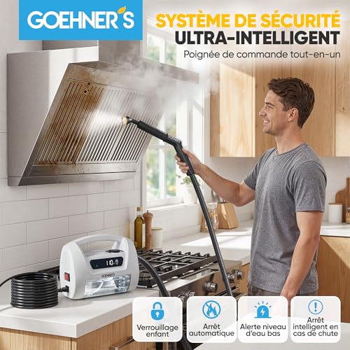 Portable High Pressure Steam Cleaner, 110°C/3.5Bar Steam Device for Home, Fast Heating 30s with 3 Steam Levels, Suitable for Tiles, Kitchen, Bathroom and Car, White