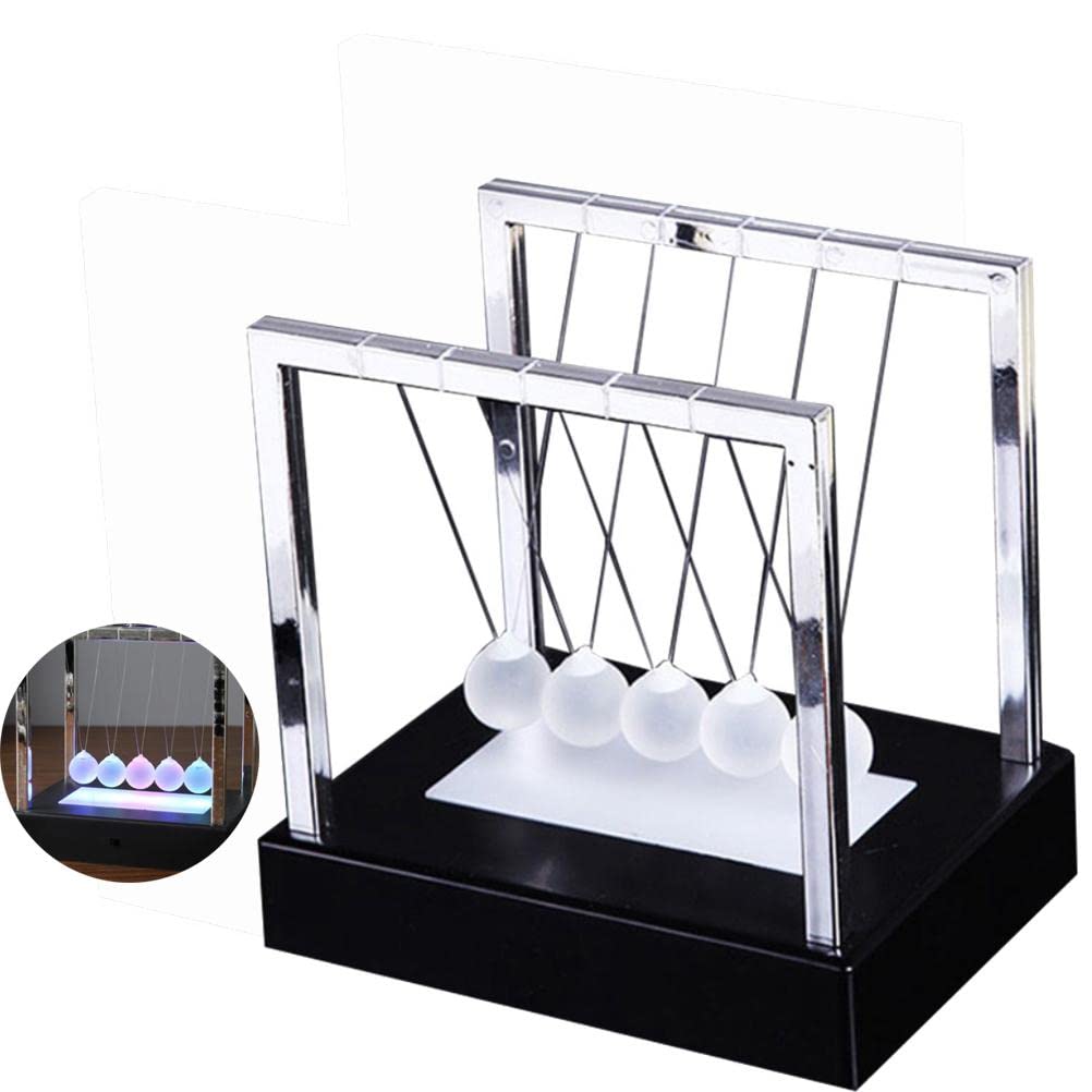 Dan&Dre Ball pendulum Glowing, Newton pendulum ball Newton's cradle LED lights glass balls Desktop ornaments for living room and study
