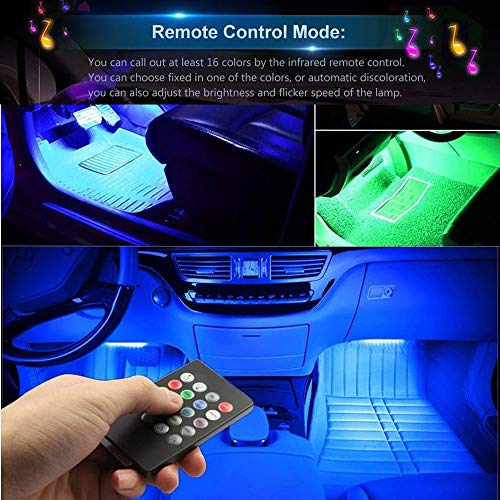 Multi-color car LED lights with illuminated decorative strip lights, with active function and wireless remote control function [4PCS 72 LED SETS]