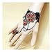 Handmade Gothic Lolita Retro Lace Slave Bracelet Ring Wedding Wristband Orange Crystal Beads