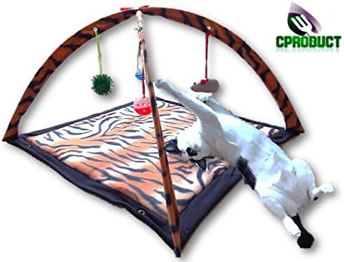 CProduct Activity Center Gym Play Mat with Hanging Mice and Balls Cat Toys, Bengal Tiger