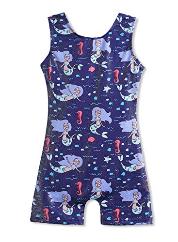 Leotards for Girls Gymnastics 6-7 Mermaid Cartoon Sea Horse Starfish Dark Blue