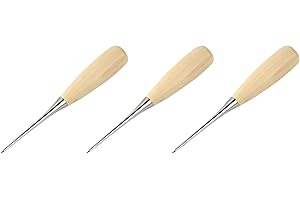 Precisions Leather Craft Hole Maker Wood Handle Awls with Cover Hand Stitcher Awls for Leatherworking Leather Stitching Awl